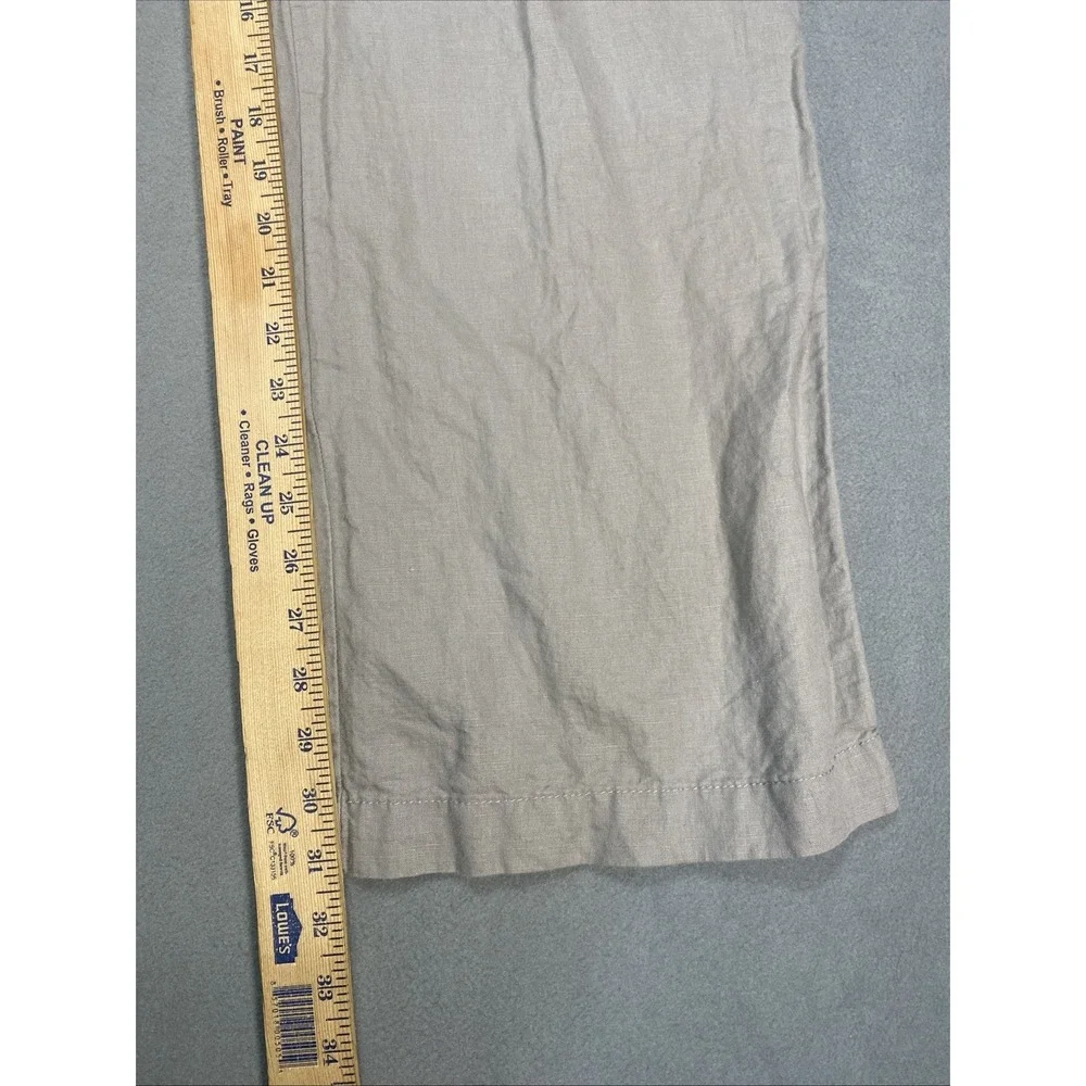 Banana Republic Womens Utility Pants Large Martin Fit Linen Blend‎ Gray Wide Leg